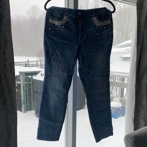 Elegant Dark Blue Straight Leg Jeans